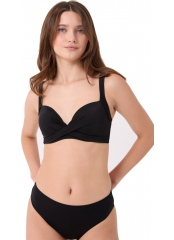 Siyah Dönmeli Düz Bikini