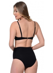 Siyah Lazer Kesimli Sütyen Kaplı Modelli Bikini