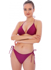 Fuşya Düz İpli Bağlı Üçgen Bikini