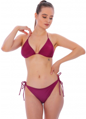 Fuşya Düz İpli Bağlı Üçgen Bikini