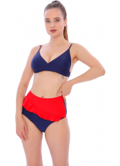 Lacivert Volanlı Fraset Renkli Bikini