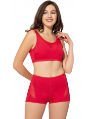 Kırmızı Tüllü Transparan Şortlu Bikini