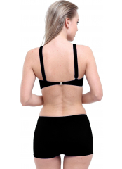 Siyah Düz Kruvaze Şortlu Büyük Beden Bikini