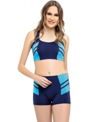 Lacivert Modelli Şeritli Şortlu Yüzücü Bikini