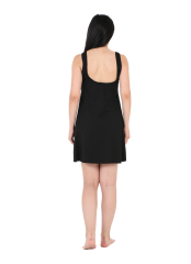 Siyah Parçalı Başak Desenli Şortlu Elbise Mayo