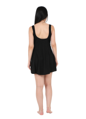 Siyah Önü Puantiyeli Yaprak Desenli Elbise Mayo