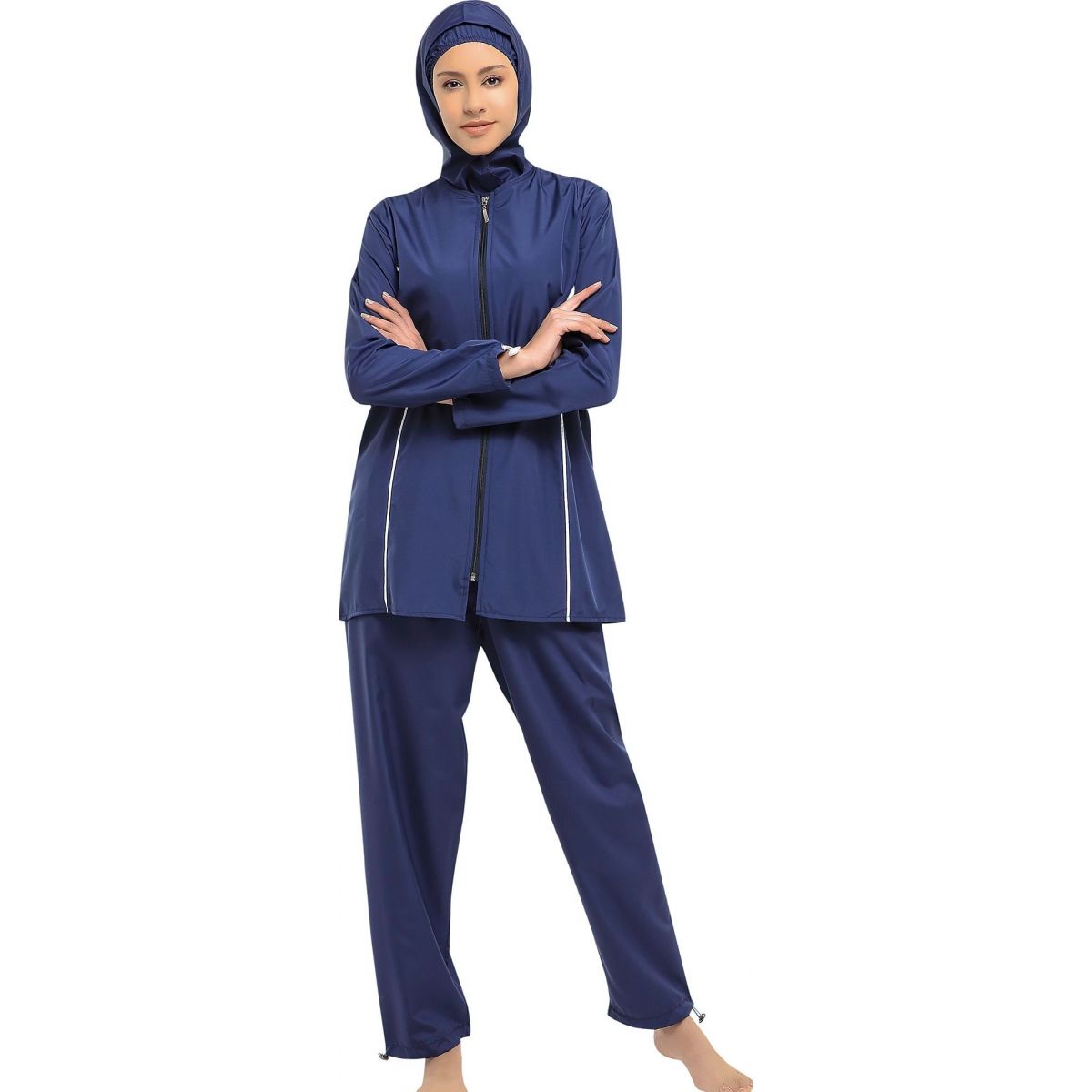 Argisa 7101 Long Sleeve Straight Piping Full Hijab Swimwear S-5XL Plus Size Muslim Hijab Islamic Swimsuit Burkini Turkey Full Cover swim