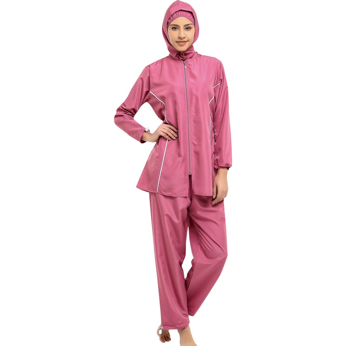 Argisa 7101 Long Sleeve Straight Piping Full Hijab Swimwear S-5XL Plus Size Muslim Hijab Islamic Swimsuit Burkini Turkey Full Cover swim