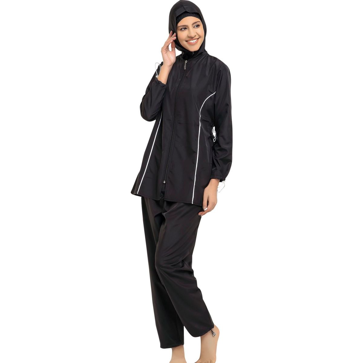 Argisa 7101 Long Sleeve Straight Piping Full Hijab Swimwear S-5XL Plus Size Muslim Hijab Islamic Swimsuit Burkini Turkey Full Cover swim