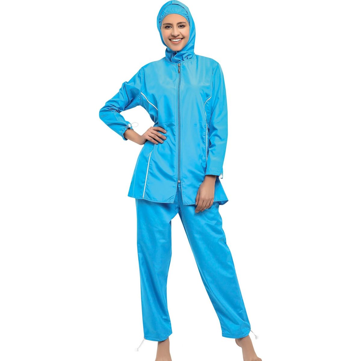 Argisa 7101 Long Sleeve Straight Piping Full Hijab Swimwear S-5XL Plus Size Muslim Hijab Islamic Swimsuit Burkini Turkey Full Cover swim