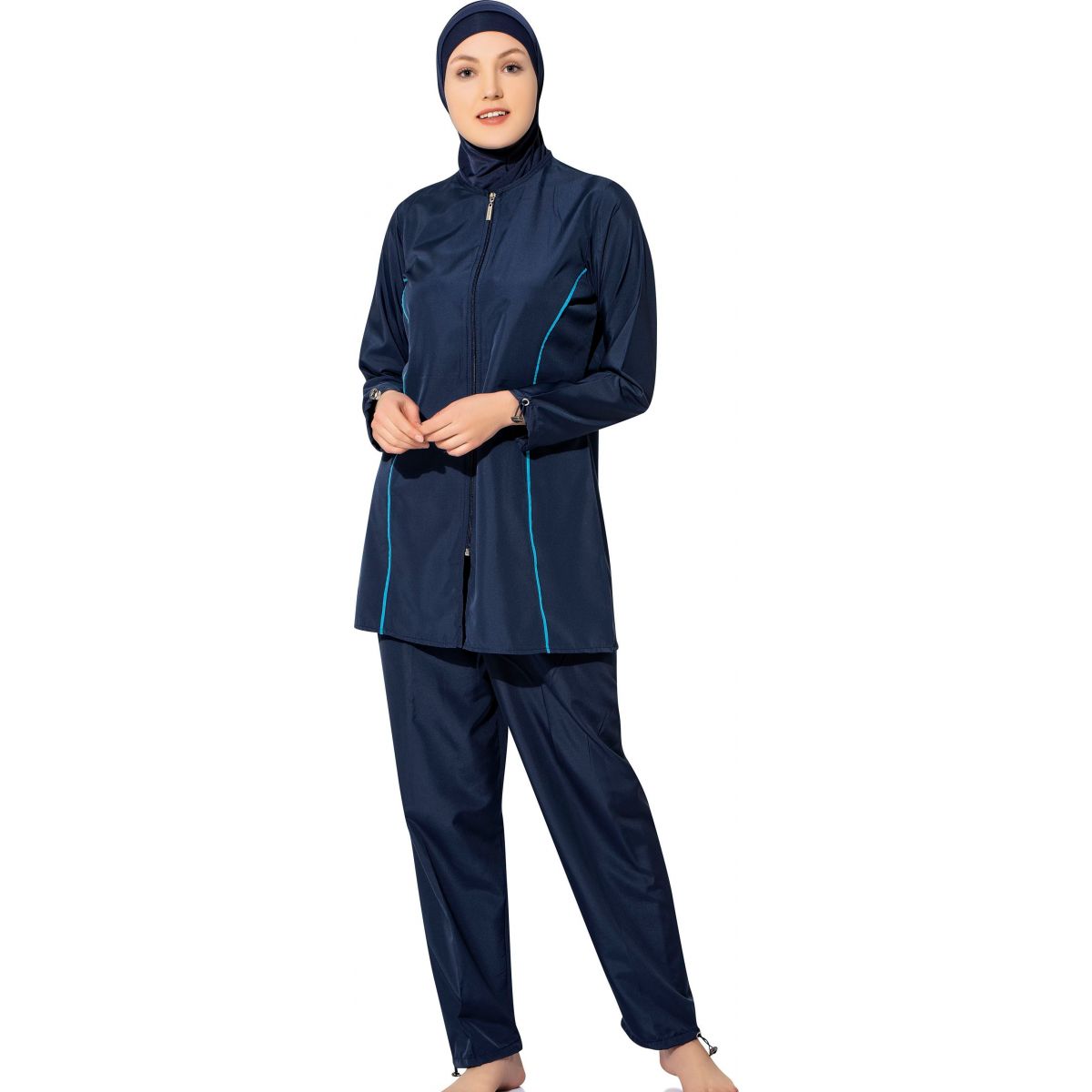 Argisa 7102 Long Sleeve Solid Plain Full Hijab Swimwear S-5XL Plus Size Muslim Hijab Islamic Swimsuit Burkini Turkey Full Cover swim