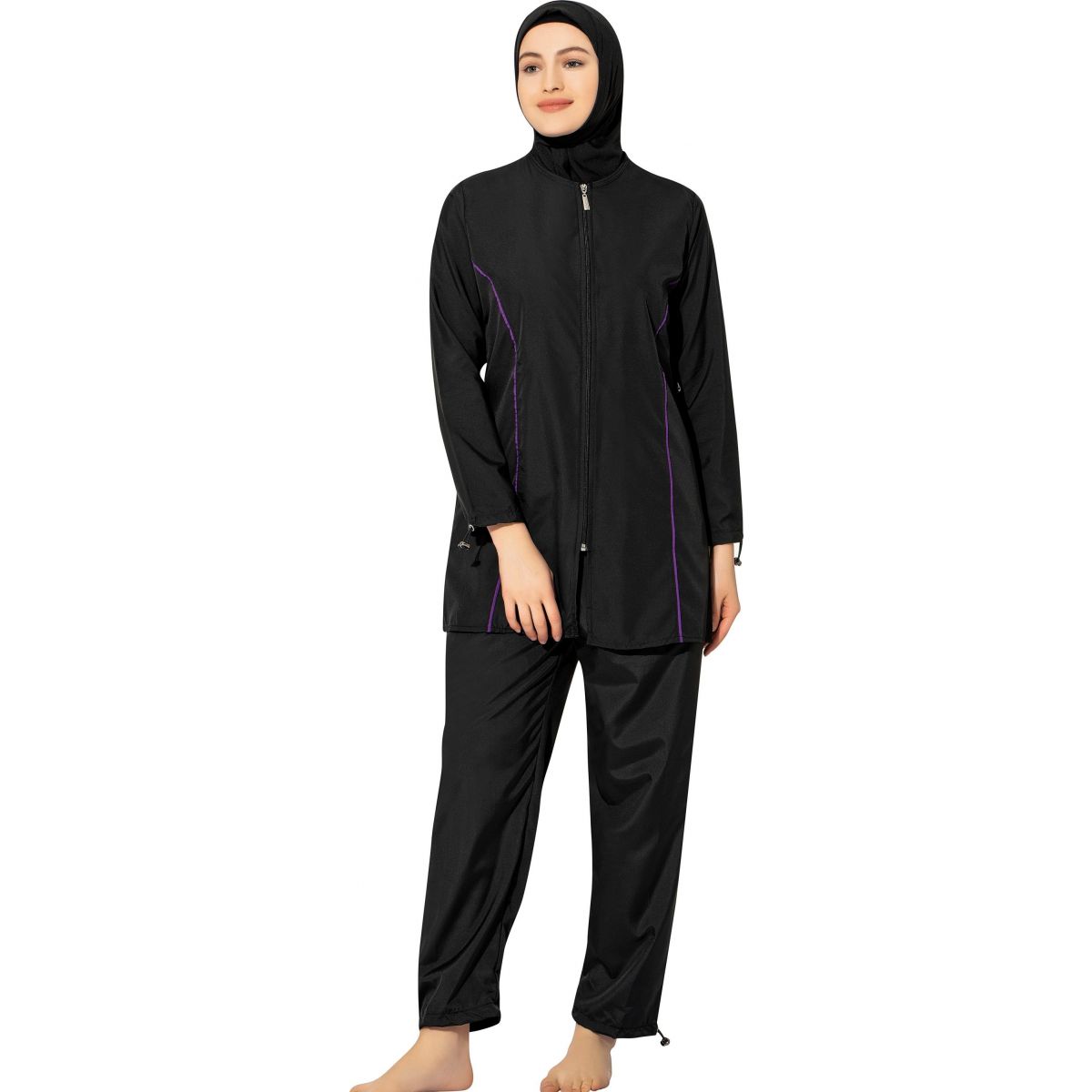 Argisa 7102 Long Sleeve Solid Plain Full Hijab Swimwear S-5XL Plus Size Muslim Hijab Islamic Swimsuit Burkini Turkey Full Cover swim