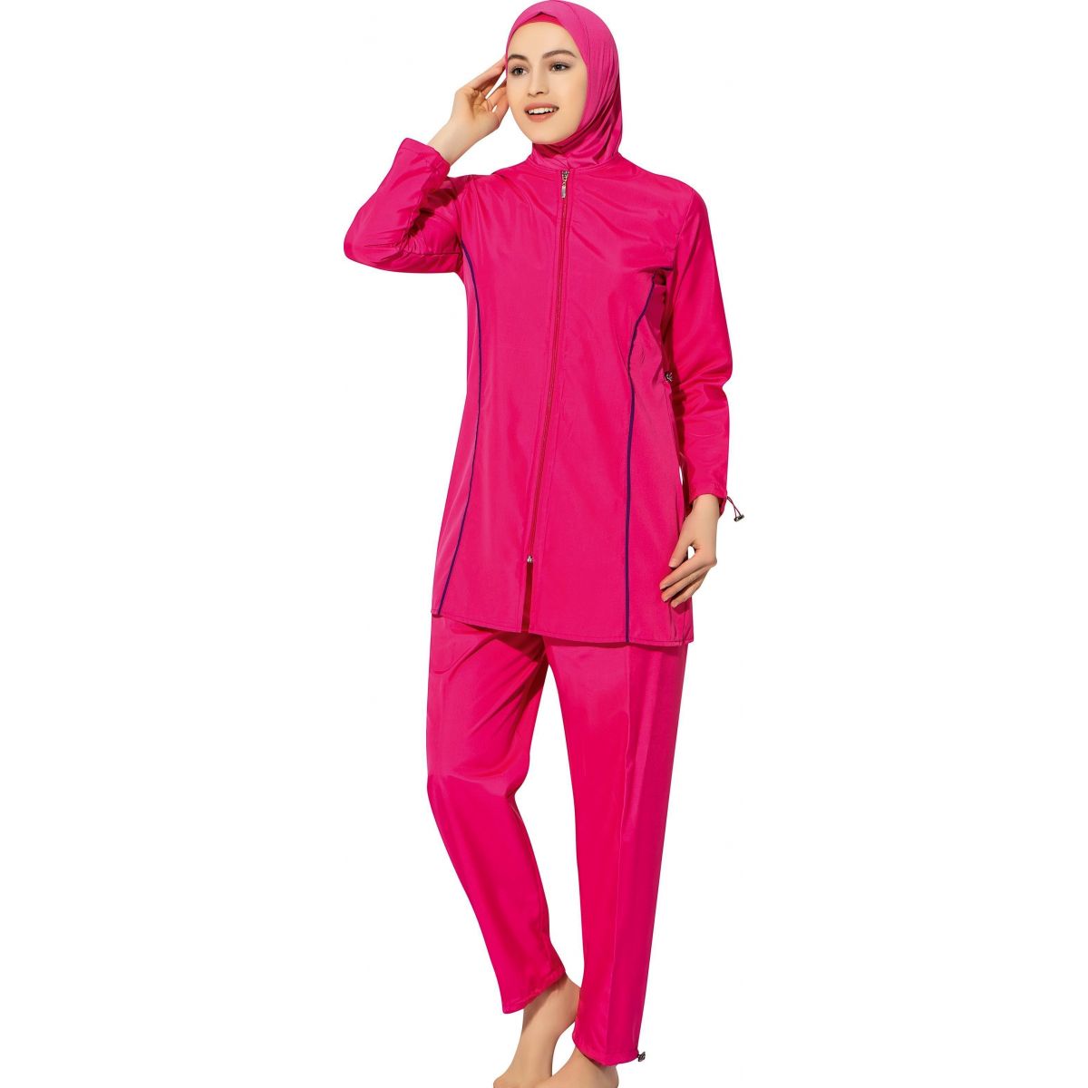Argisa 7102 Long Sleeve Solid Plain Full Hijab Swimwear S-5XL Plus Size Muslim Hijab Islamic Swimsuit Burkini Turkey Full Cover swim
