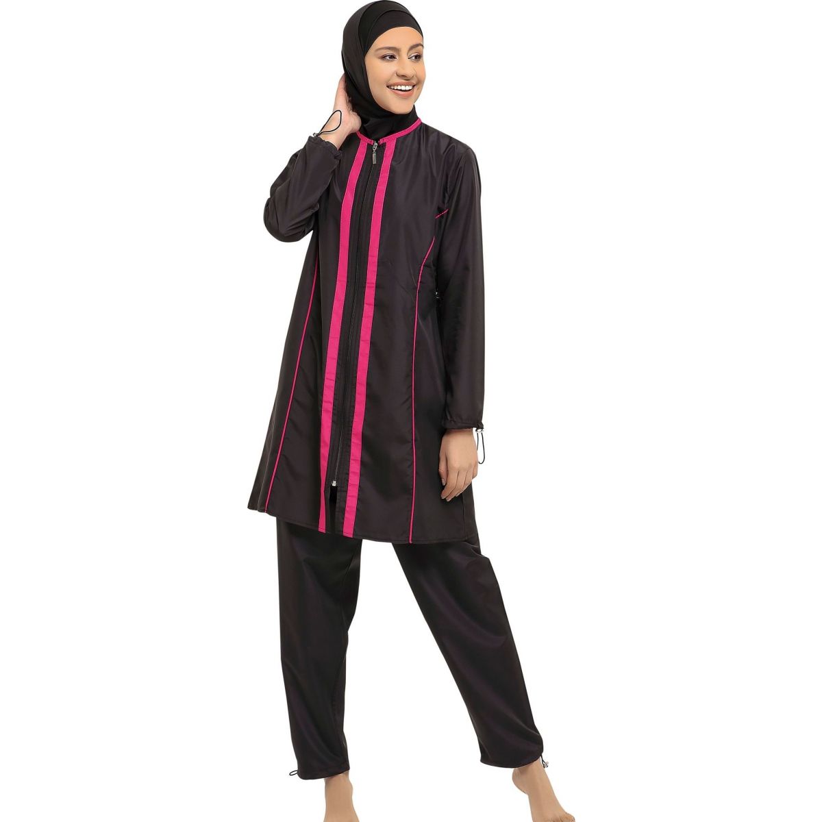 Argisa 7105 Long Sleeve Piping Lane Full Hijab Swimwear S-XXL Muslim Hijab Islamic Swimsuit Burkini Turkey Full Cover swim Hat