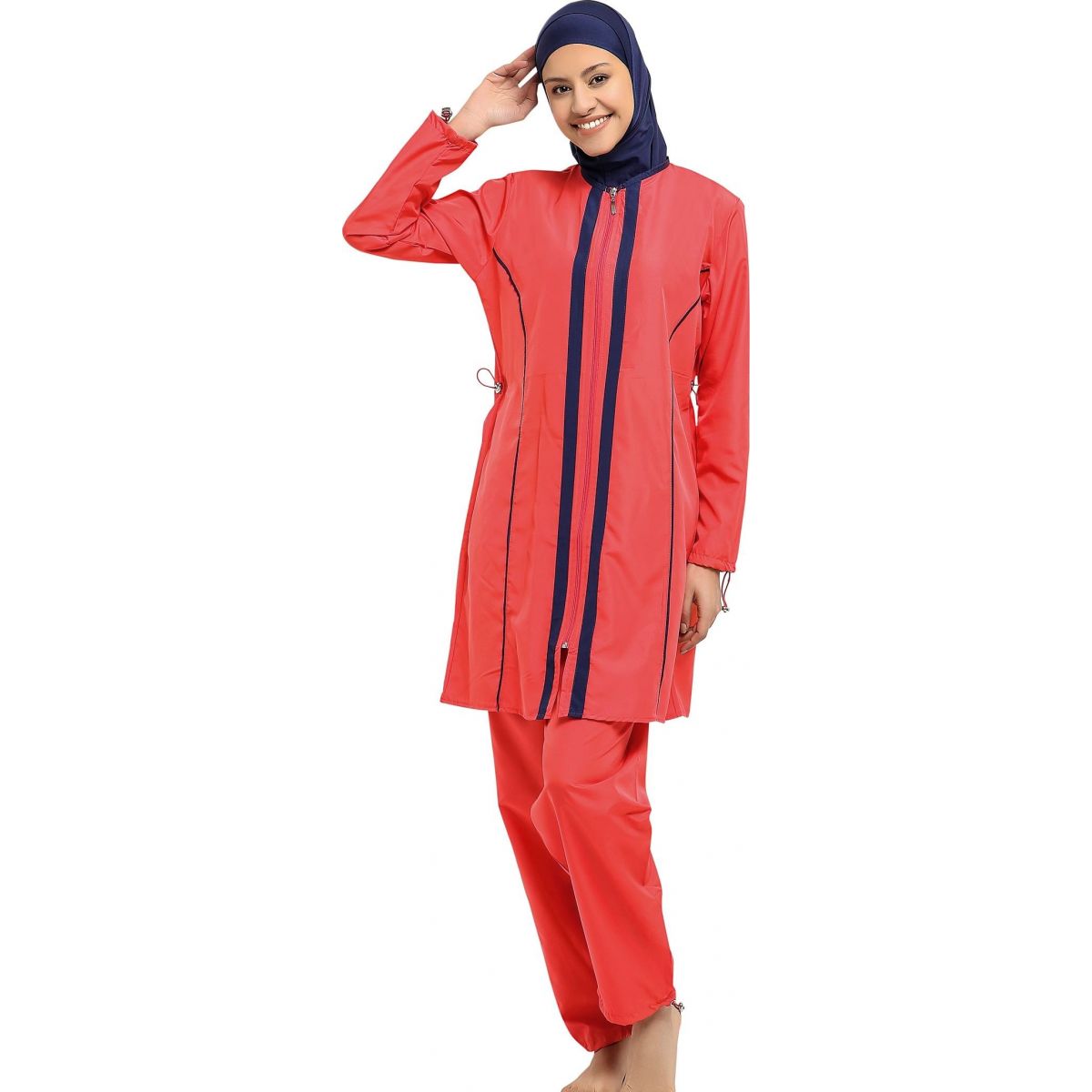 Argisa 7105 Long Sleeve Piping Lane Full Hijab Swimwear S-XXL Muslim Hijab Islamic Swimsuit Burkini Turkey Full Cover swim Hat