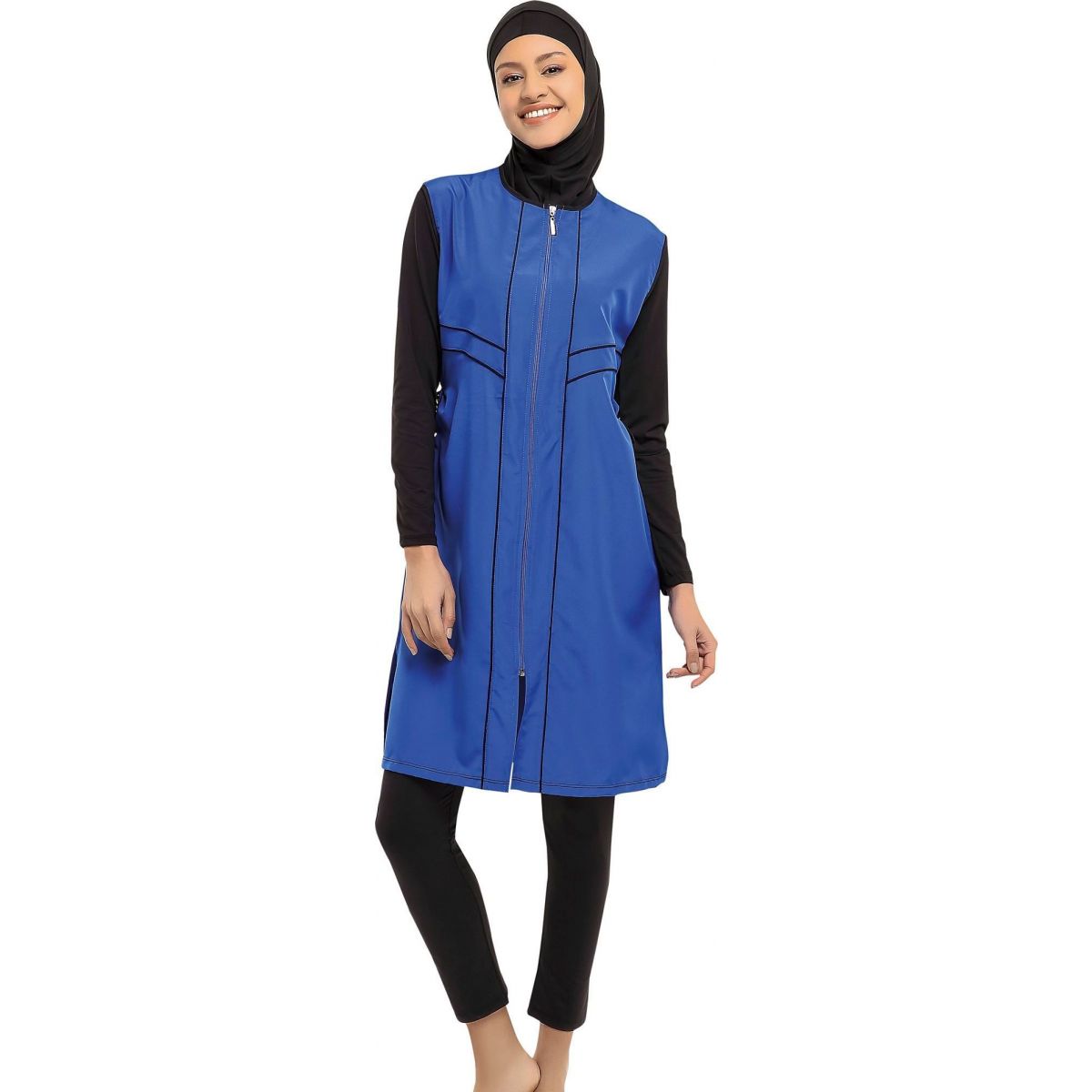 Argisa 7106 Long Micro Sleeves Piping Full Hijab Swimwear S-5XL Plus Size Muslim Hijab Islamic Swimsuit Burkini Turkey Full Cover