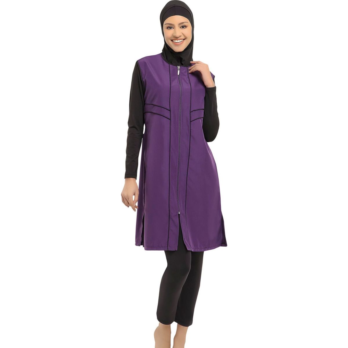 Argisa 7106 Long Micro Sleeves Piping Full Hijab Swimwear S-5XL Plus Size Muslim Hijab Islamic Swimsuit Burkini Turkey Full Cover