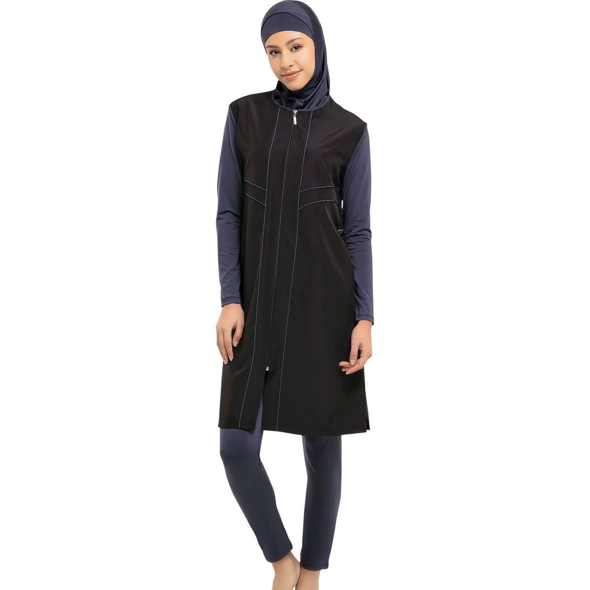 Argisa 7106 Long Micro Sleeves Piping Full Hijab Swimwear S-5XL Plus Size Muslim Hijab Islamic Swimsuit Burkini Turkey Full Cover