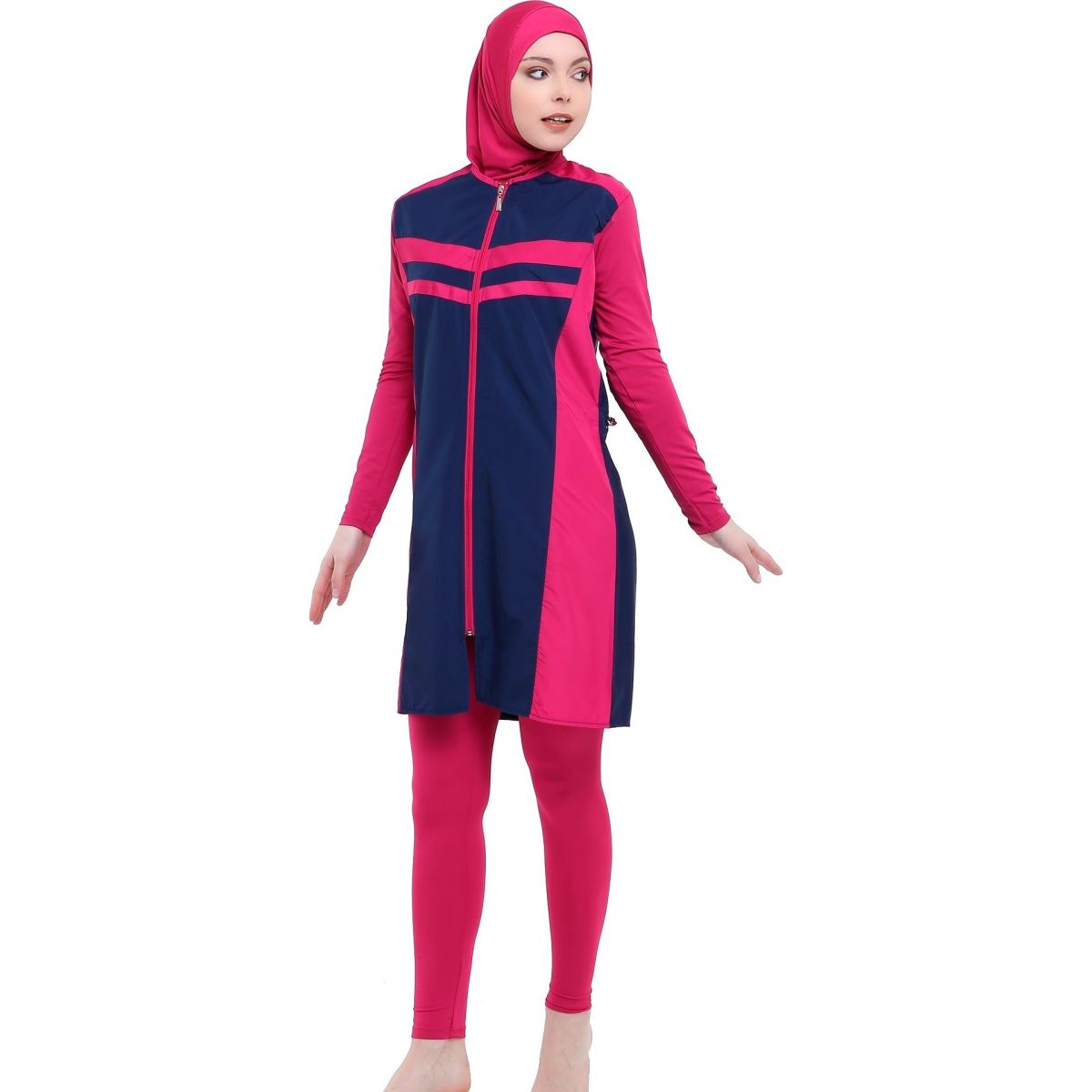 Argisa 7109 Long Micro Sleeves Straight Full Hijab Swimwear S-XXL Muslim Hijab Islamic Swimsuit Burkini Turkey Full Cover with Swim Hat