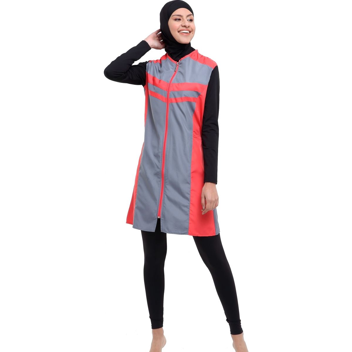 Argisa 7109 Long Micro Sleeves Straight Full Hijab Swimwear S-XXL Muslim Hijab Islamic Swimsuit Burkini Turkey Full Cover with Swim Hat
