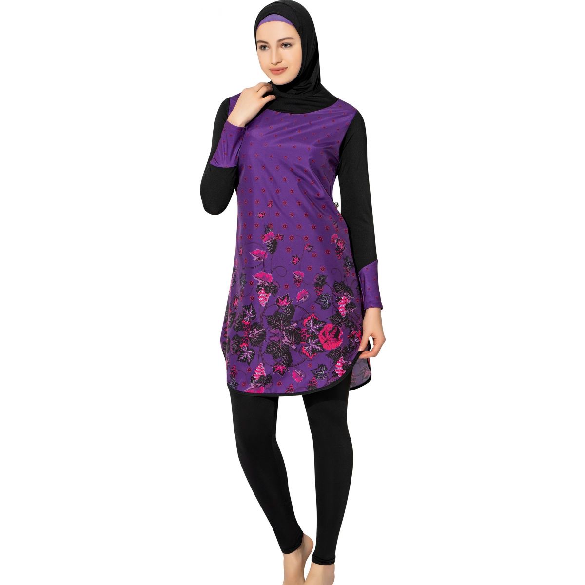 Argisa 7115 Long Sleeve burkini Muslim Swimwear S-XXL Hidden Zipper Hijab Hijab Islamic Swimsuit Burkinis Full Cover Swim surf