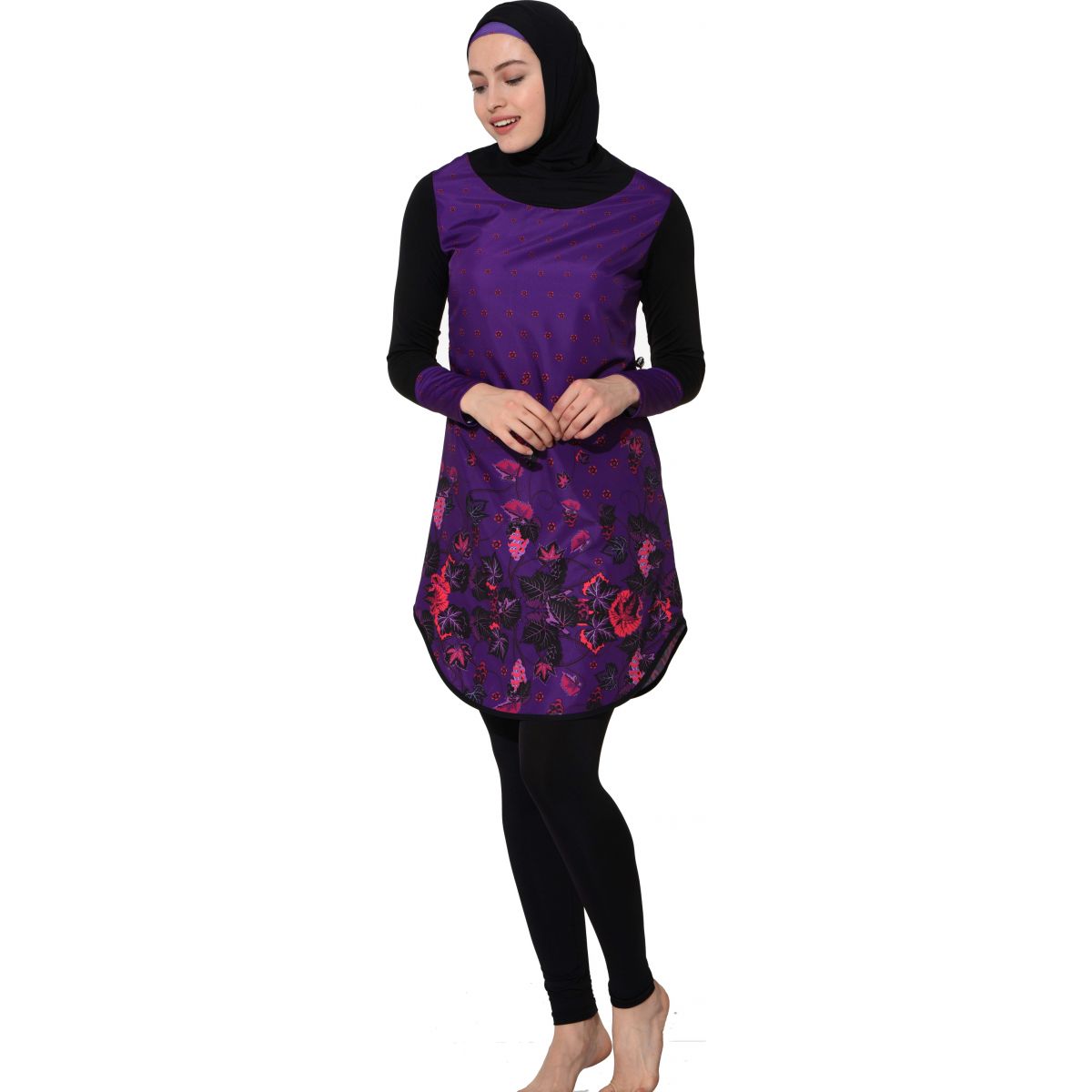 Argisa 7115 Long Sleeve burkini Muslim Swimwear S-XXL Hidden Zipper Hijab Hijab Islamic Swimsuit Burkinis Full Cover Swim surf