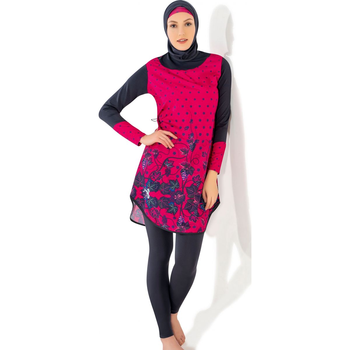 Argisa 7115 Long Sleeve burkini Muslim Swimwear S-XXL Hidden Zipper Hijab Hijab Islamic Swimsuit Burkinis Full Cover Swim surf