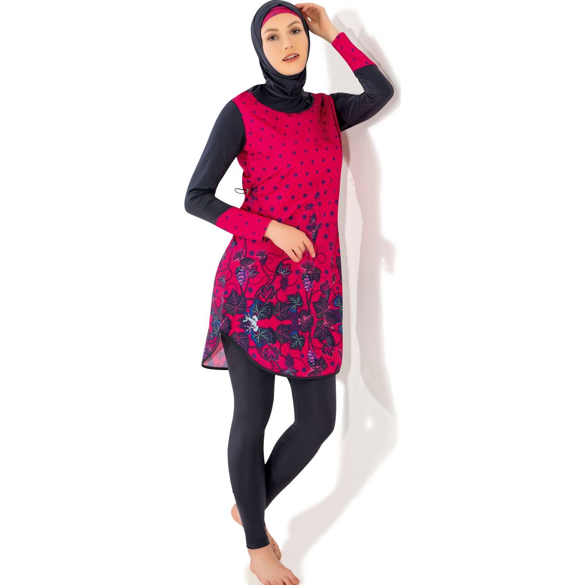 Argisa 7115 Long Sleeve burkini Muslim Swimwear S-XXL Hidden Zipper Hijab Hijab Islamic Swimsuit Burkinis Full Cover Swim surf