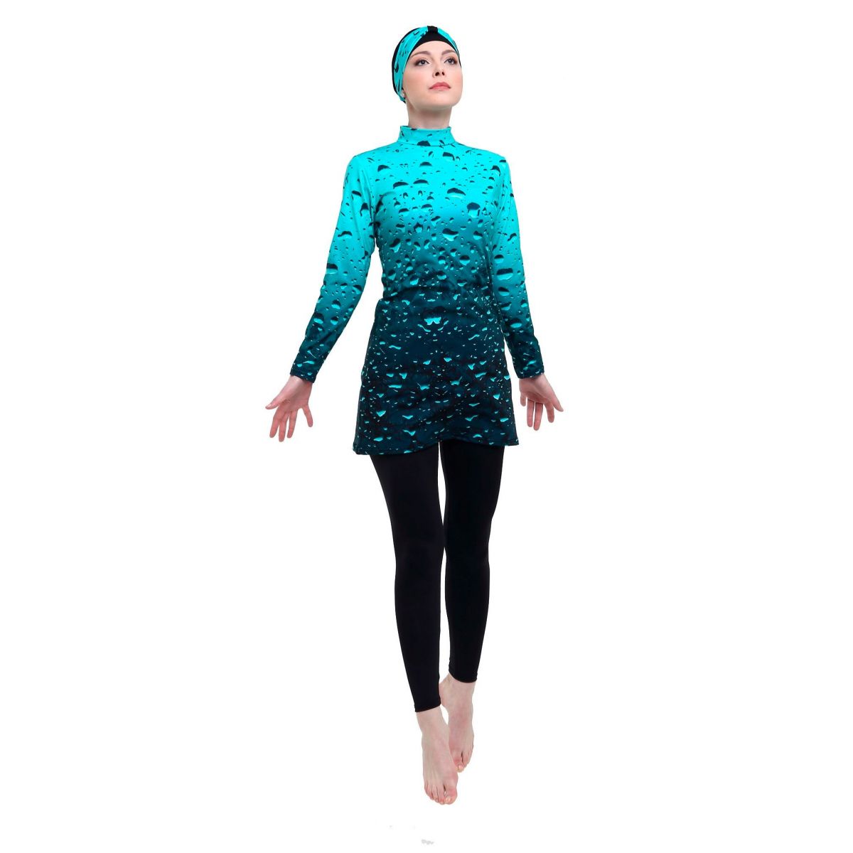 Argisa 7542 Long Sleeve Board Patterned Full Hijab Swimwear 36-44 Muslim Hijab Islamic Swimsuit Burkini Turkey Full Cover Swim Hat