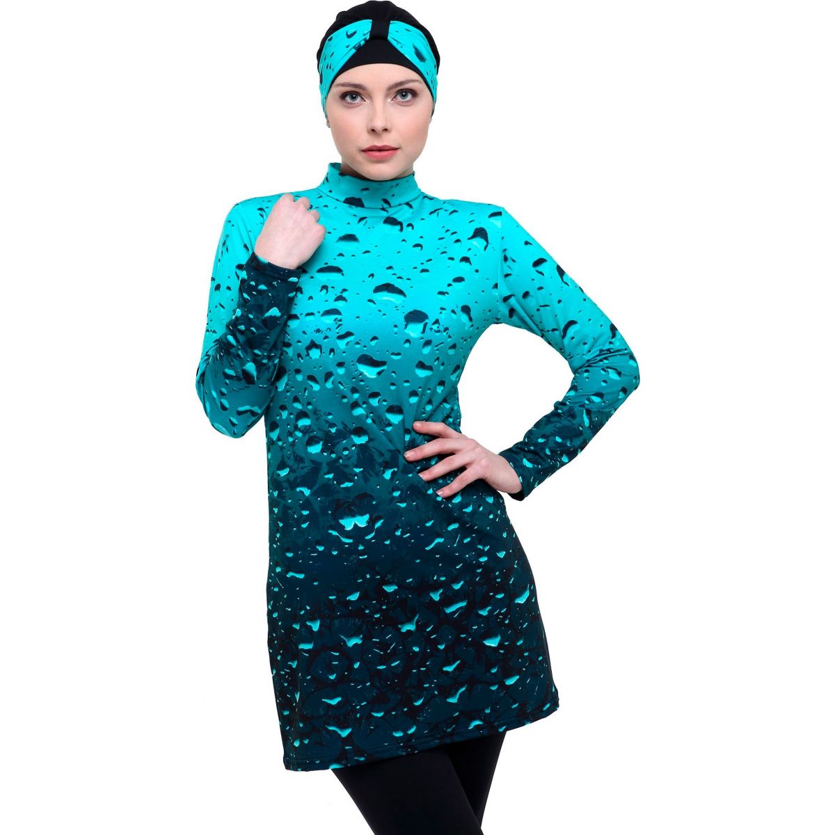 Argisa 7542 Long Sleeve Board Patterned Full Hijab Swimwear 36-44 Muslim Hijab Islamic Swimsuit Burkini Turkey Full Cover Swim Hat