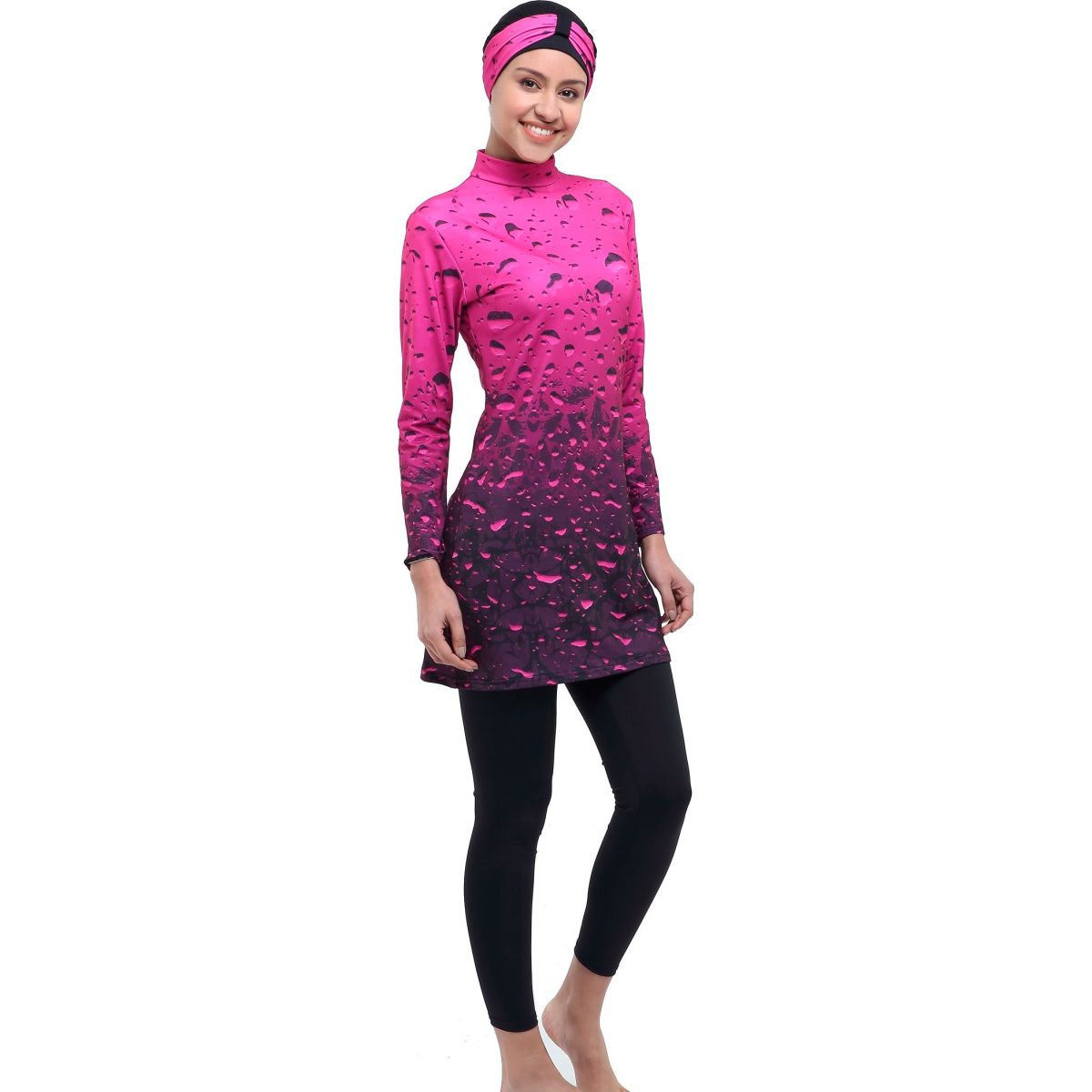 Argisa 7542 Long Sleeve Board Patterned Full Hijab Swimwear 36-44 Muslim Hijab Islamic Swimsuit Burkini Turkey Full Cover Swim Hat