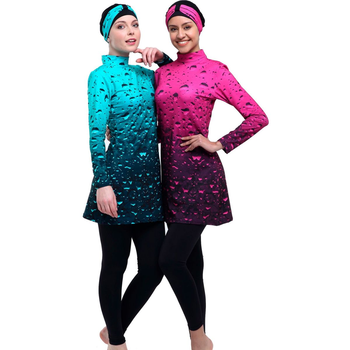 Argisa 7542 Long Sleeve Board Patterned Full Hijab Swimwear 36-44 Muslim Hijab Islamic Swimsuit Burkini Turkey Full Cover Swim Hat