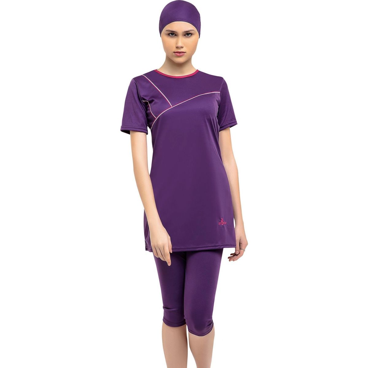 Argisa 7822 Half Sleeve Embroideried Semi Hijab Swimwear 38-60 Plus Size Muslim Hijab Islamic Swimsuit Burkini Turkey Half Cover Swim